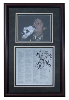 Michael Jackson Signed and Inscribed Framed 28x18" Album Sleeve with "Thanks, 1986" Inscription (Beckett)